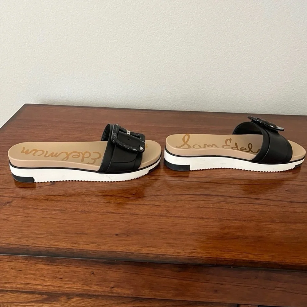 Sam Edelman Black Slide Sandals with Buckle - Picture 5 of 8